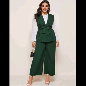 Shein Tie Waist Blazer and Wideleg Pant Set
